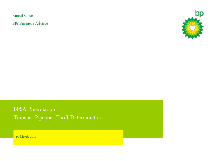 bpsa presentation transnet pipelines tariff determination