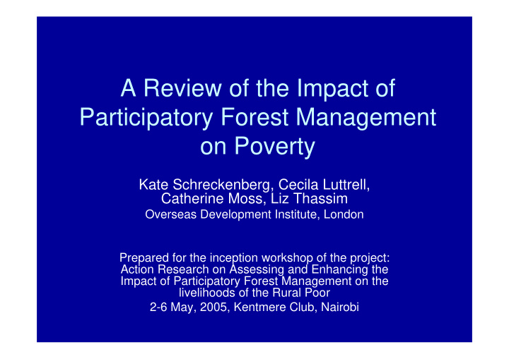 a review of the impact of participatory forest management