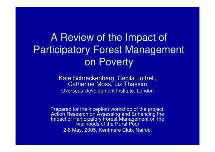 a review of the impact of participatory forest management