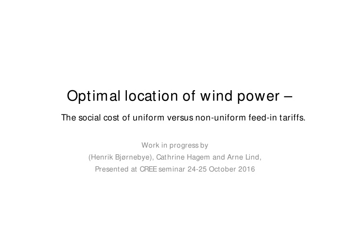 optimal location of wind power