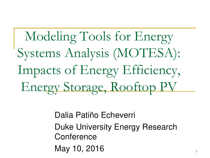 modeling tools for energy