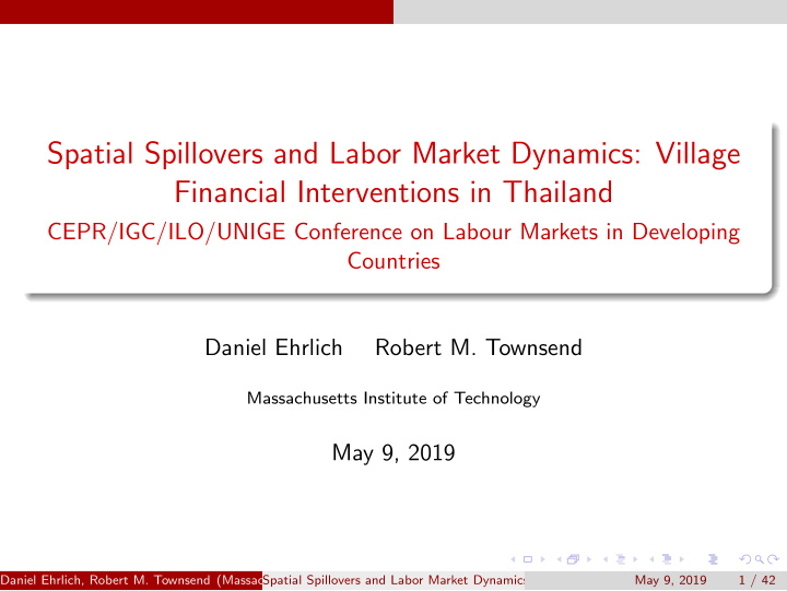 spatial spillovers and labor market dynamics village