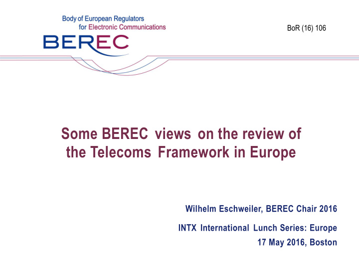 the telecoms framework in europe
