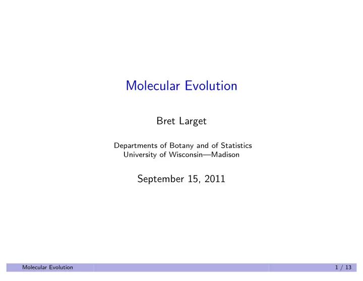 molecular evolution