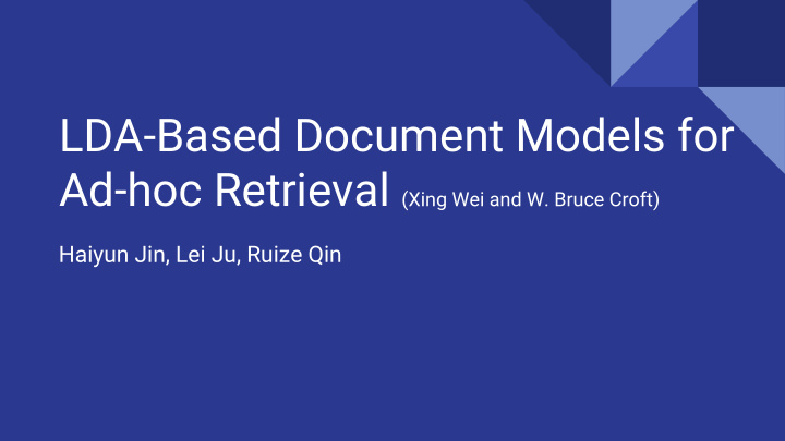 lda based document models for