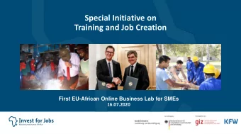 Special Initiative on  Training and Job Creation  First EU-African Online Business Lab for SMEs