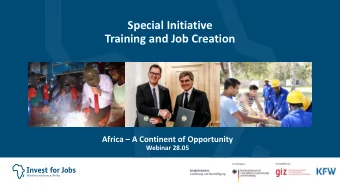 Special Initiative  Training and Job Creation Africa  A Continent of Opportunity  Webinar 28.05