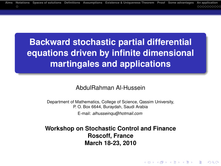 backward stochastic partial differential equations driven