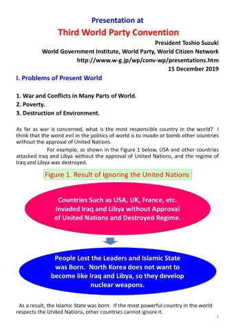 Third World Party Convention  President Toshio Suzuki  World Government Institute, World Party,