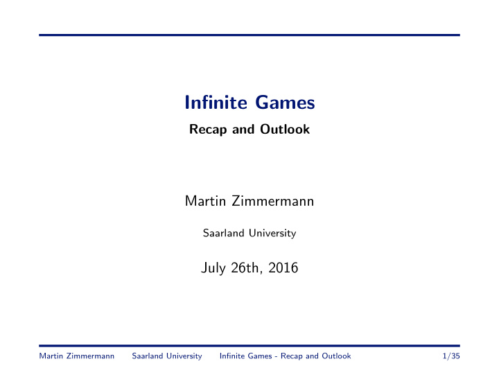 infinite games