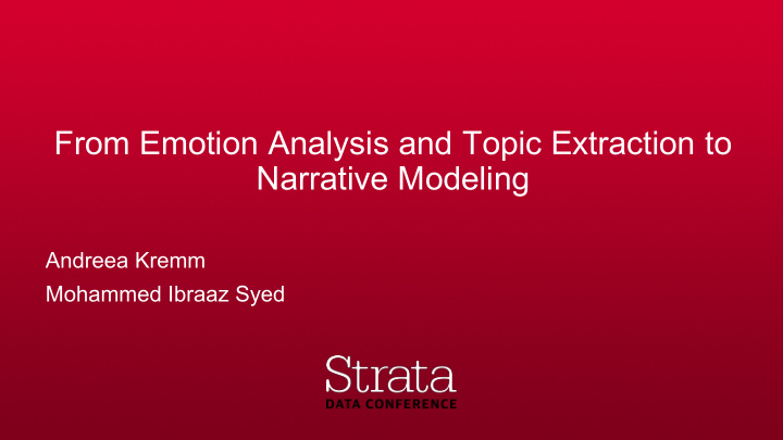 from emotion analysis and topic extraction to narrative