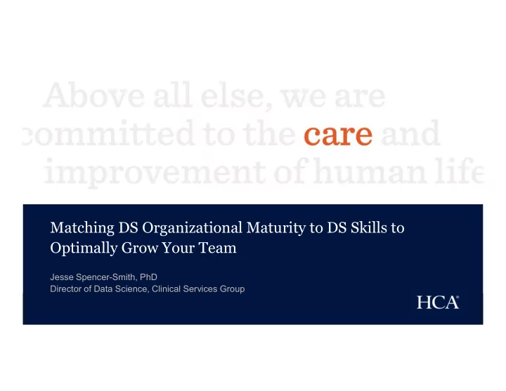 matching ds organizational maturity to ds skills to