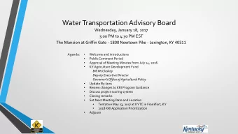 Water Transportation Advisory Board  Wednesday, January 18, 2017  3:00 PM to 4:30 PM EST  The