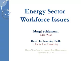 Energy Sector  Workforce Issues  Margi Schiemann  Nicor Gas  David G. Loomis, Ph.D.  Illinois State