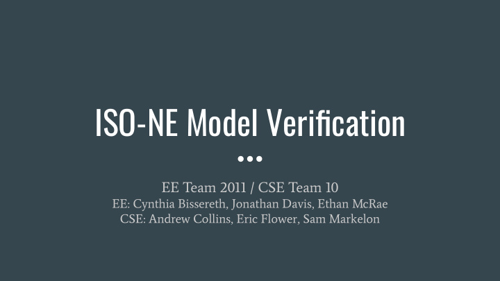 iso ne model verification