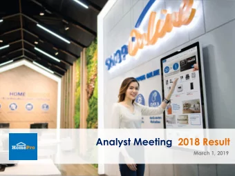 Analyst Meeting 2018 Result  March 1, 2019 1  Disclaimer This Presentation (The Presentation)