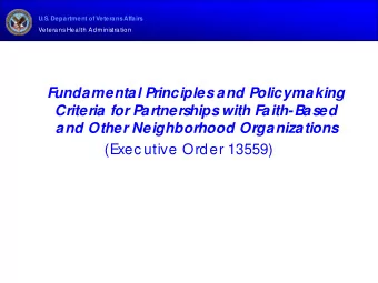 Fundamental Principles and Policymaking  Criteria for Partnerships with Faith-Based and Other