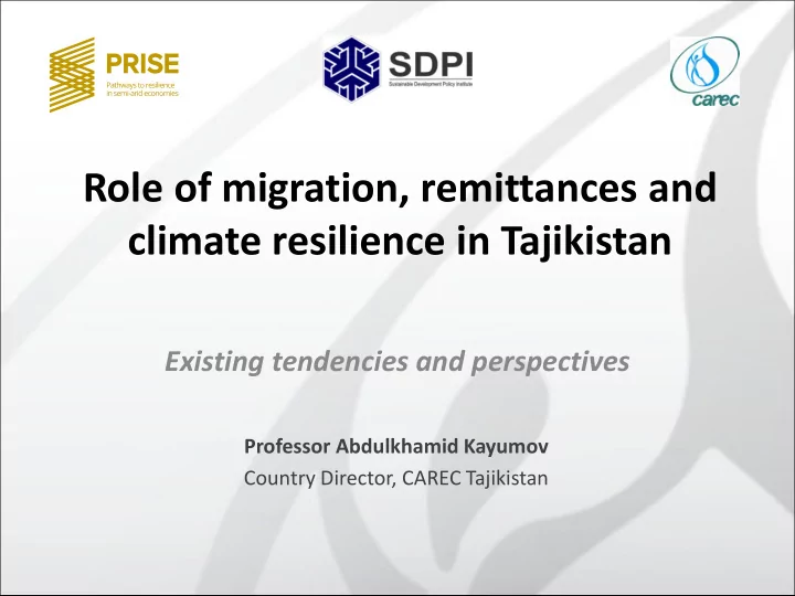 climate resilience in tajikistan