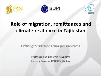 climate resilience in Tajikistan  Existing tendencies and perspectives  Professor Abdulkhamid