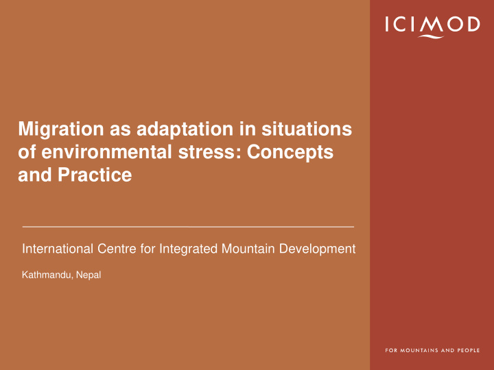 migration as adaptation in situations