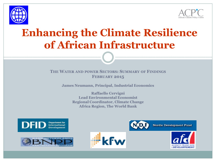 enhancing the climate resilience of african infrastructure