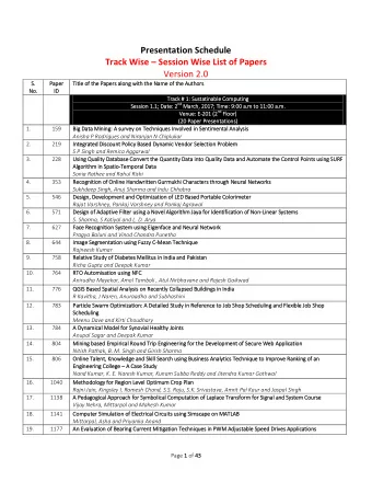 Presentation Schedule  Track Wise  Session Wise List of Papers  Version 2.0  S.  S.  Paper