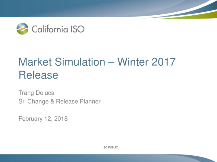 market simulation winter 2017 release