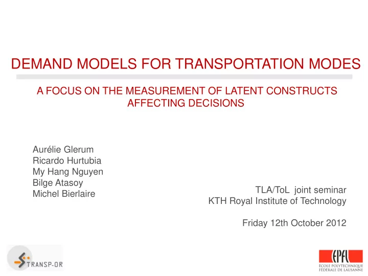 demand models for transportation modes