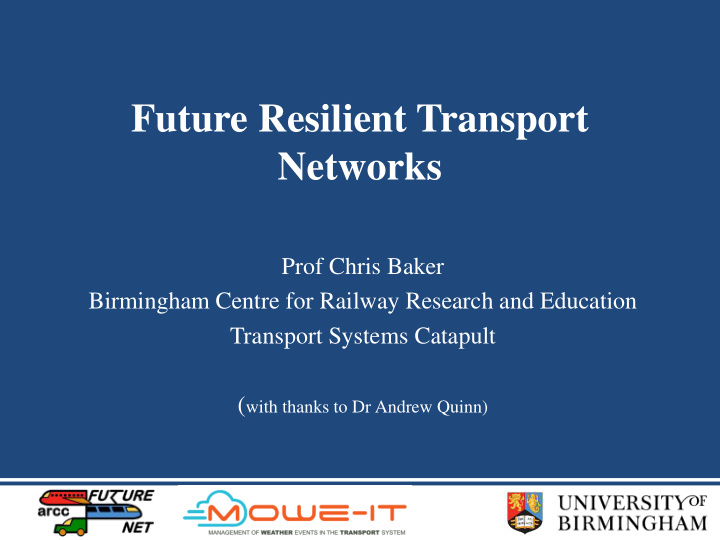 future resilient transport networks