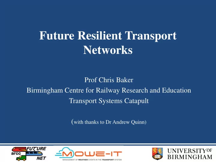 future resilient transport networks
