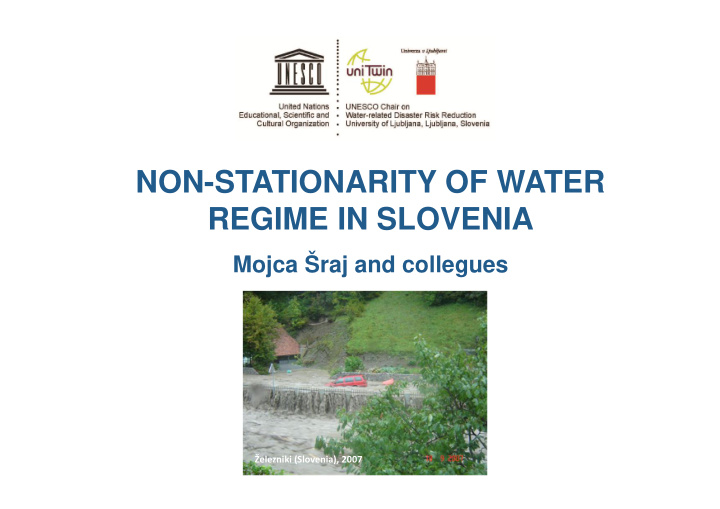 non stationarity of water regime in slovenia