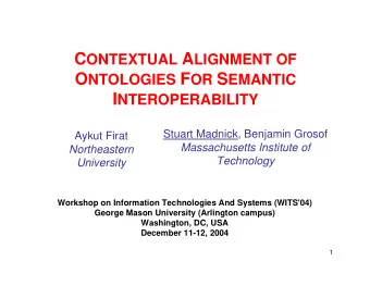 Overview  Aligned /  Combined  Aligned (Virtual)  Airfare and  Combined Ontology  Car Rental