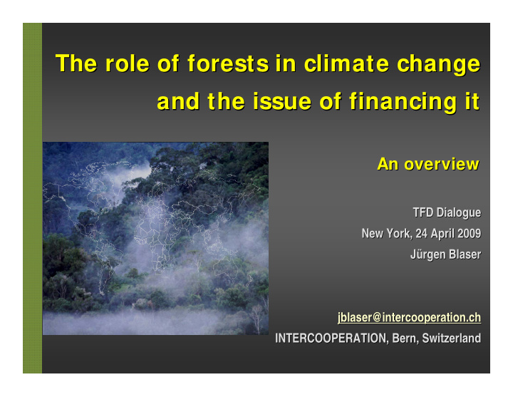 the role of forests in climate change the role of forests