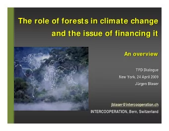 The role of forests in climate change  The role of forests in climate change  and the issue of