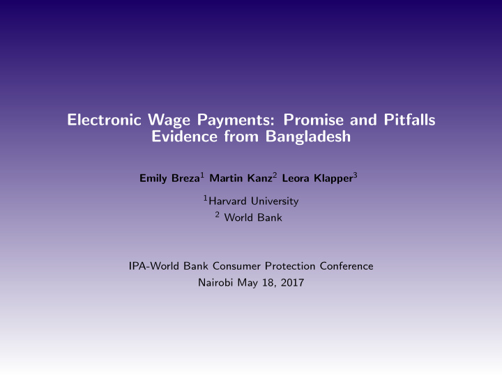 electronic wage payments promise and pitfalls evidence