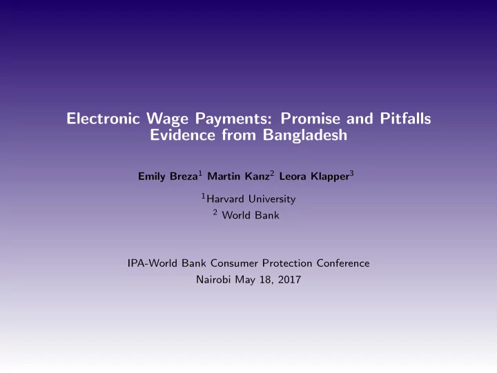 electronic wage payments promise and pitfalls evidence