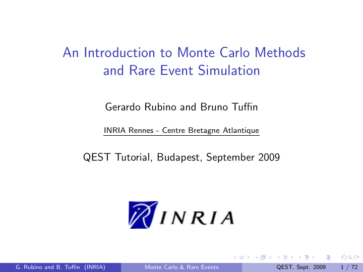 an introduction to monte carlo methods and rare event
