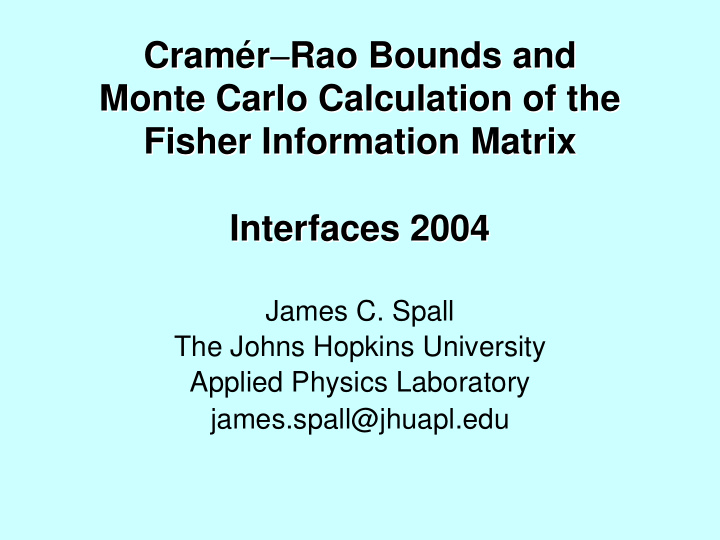 rao r cram r rao bounds and bounds and cram monte carlo
