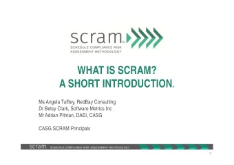 WHAT IS SCRAM? A SHORT INTRODUCTION .  Ms Angela Tuffley, RedBay Consulting  Dr Betsy Clark,