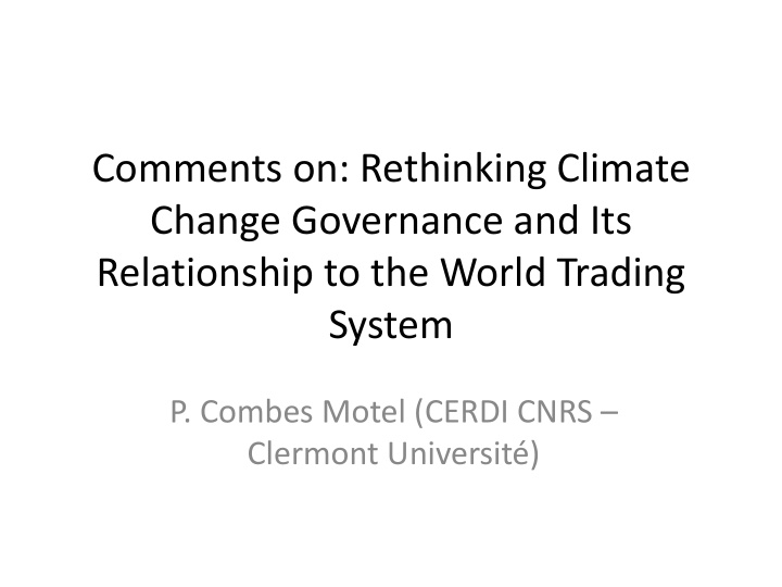 comments on rethinking climate