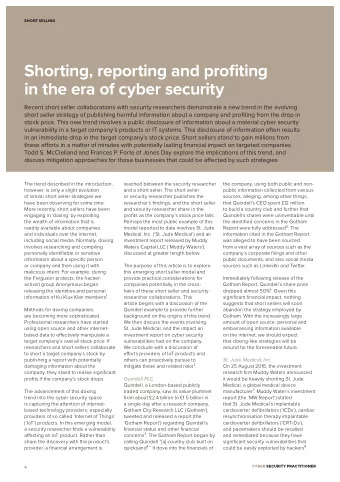 Shorting, reporting and profiting  in the era of cyber security  Recent short seller collaborations