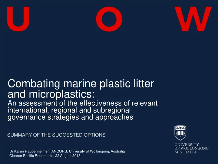 combating marine plastic litter and microplastics
