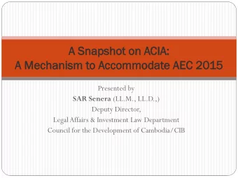 A Snapshot on A  A Sn  ACI  CIA:  A Mechan  anis  ism t  to Acco  commodat  ate AEC  EC 201  015