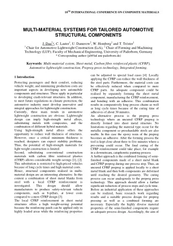 MULTI-MATERIAL SYSTEMS FOR TAILORED AUTOMOTIVE  STRUCTURAL COMPONENTS J. Dau 2 * , C. Lauter 1 , U.