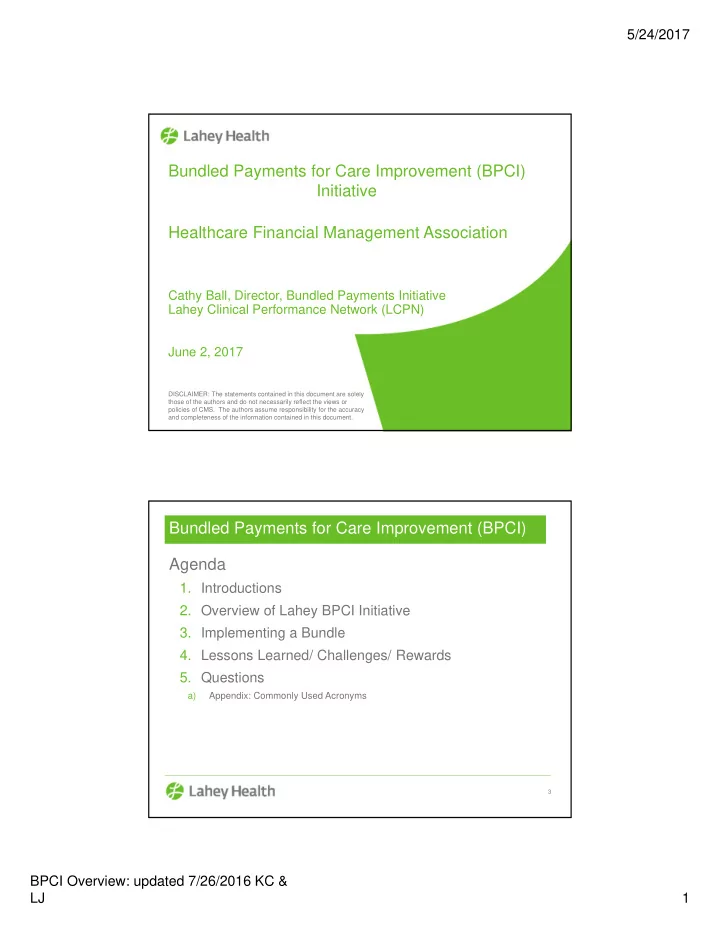 bundled payments for care improvement bpci initiative