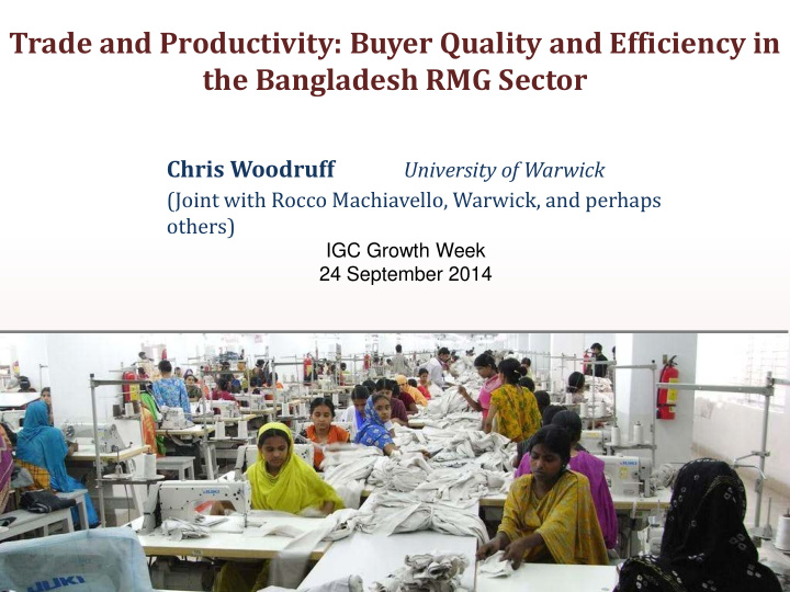 trade and productivity buyer quality and efficiency in