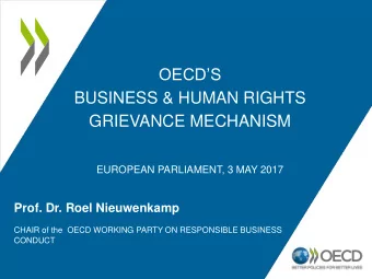 OECDS  BUSINESS &amp; HUMAN RIGHTS  GRIEVANCE MECHANISM  EUROPEAN PARLIAMENT, 3 MAY 2017  Prof.