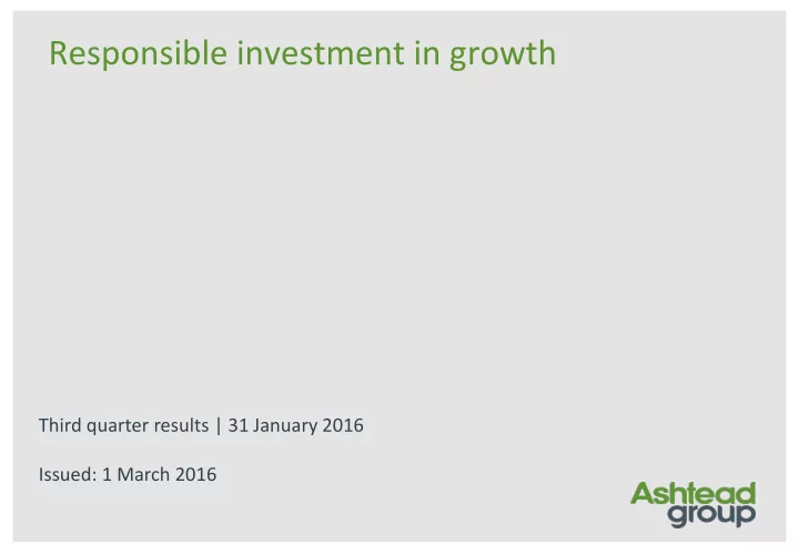 responsible investment in growth