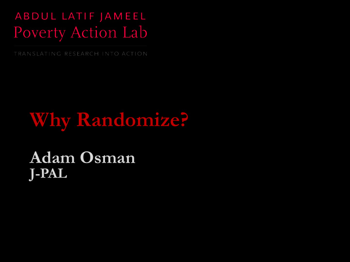 why randomize