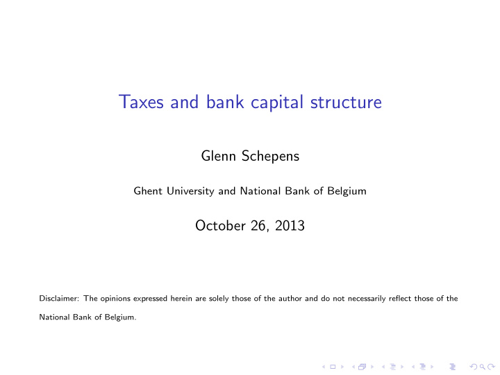 taxes and bank capital structure